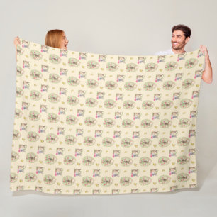 Couverture Polaire Aquarelle Lapin de Pâques Floral Oeuf de Pâques