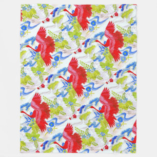 Couverture Polaire Aquarelle Majestic Swans dans les nuages Les ailes