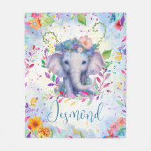 Aquarelle mignonne Eléphant avec fleurs