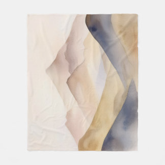 Couverture Polaire Aquarelle minimaliste Abstraite montagnes beige