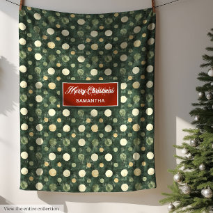 Couverture Polaire Aquarelle minimaliste Pastel Green Gold Dots