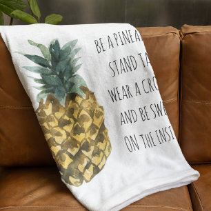 Couverture Polaire Aquarelle moderne ananas et citation amusante posi