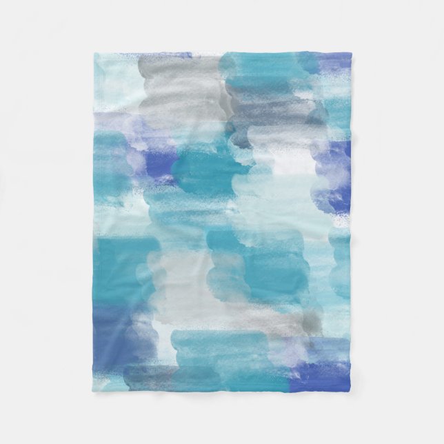 Couverture Polaire Aquarelle moderne turquoise et gris Art Abstrait (Devant)