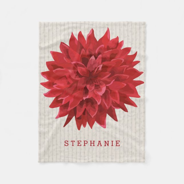 Couverture Polaire Aquarelle monogramme Fleur rouge (Devant)
