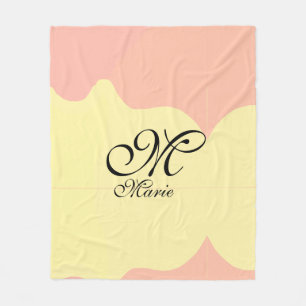 Couverture Polaire Aquarelle orange jaune rétro ajouter votre monogra