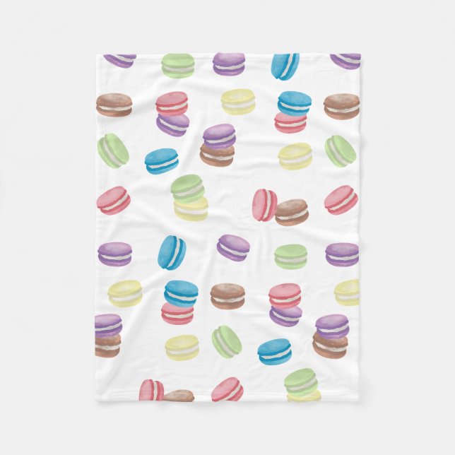 Couverture Polaire Aquarelle Pastel colorée Macarons français (Devant)