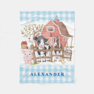 Couverture Polaire Aquarelle Pays Ferme Animaux Bébé Garçon Nursery F
