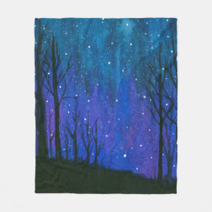 Couverture Polaire Aquarelle Paysage Art Nuit Sky Stars Univers