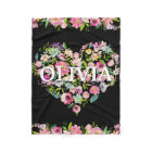 Aquarelle personnalisée COEUR de rose rose florale