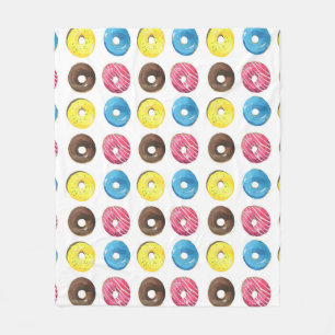 Couverture Polaire Aquarelle petits beignets, motif sans soudure.