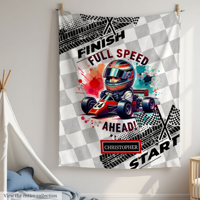 Couverture Polaire Aquarelle rapide Formule 1 Sport Voiture Couvertur (Fast Watercolor Formula 1 Sport Car Boy Blanket)