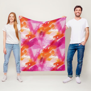Couverture Polaire Aquarelle rose orange Abstrait