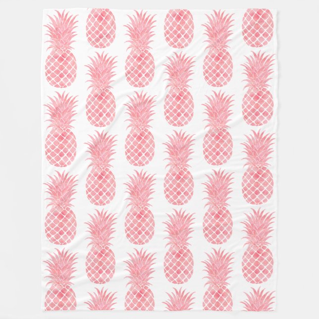 Couverture Polaire Aquarelle rose orangé de Pêche Ananas tropical (Devant)
