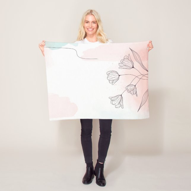 Couverture Polaire Aquarelle rose romantique Floral Elégante maison (En situation)