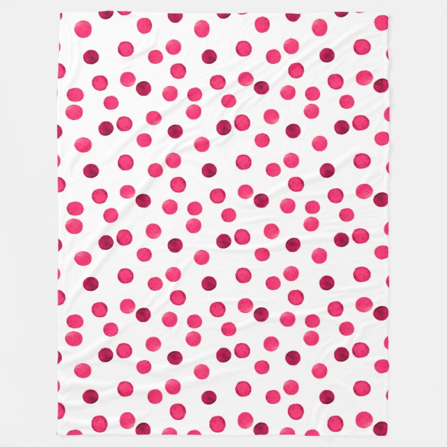 Couverture Polaire Aquarelle rouge aquarelle pois motif (Devant)