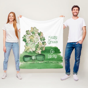 Couverture Polaire Aquarelle Shamrock très chanceuse