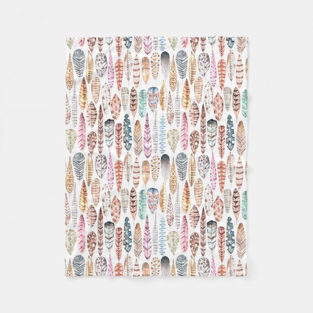 Couverture Polaire Aquarelle Tribale Bohème colorée (Devant)