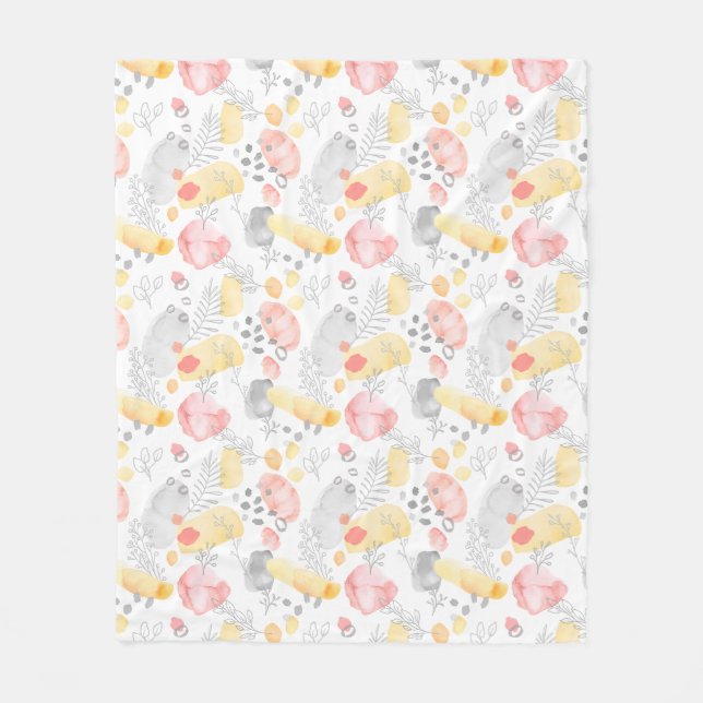 Couverture Polaire Aquarelles rose et jaune Abstraites (Devant)