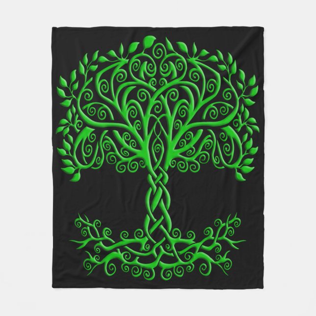 Couverture Polaire Arbre Celtique Vert De Vie (Devant)