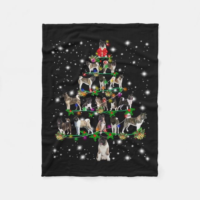 Couverture Polaire Arbre De Noël Akita Couvert De Flashli (Devant)