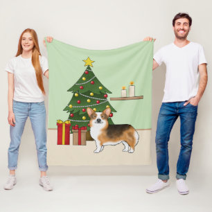 Couverture Polaire Arbre de Noël au Tri Pembroke Welsh Corgi roux