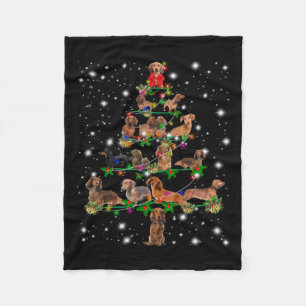 Couverture Polaire Arbre De Noël De Dachshund Couvert De Lampe De Fe