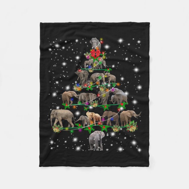 Couverture Polaire Arbre De Noël Des Éléphants Couvert De Flamme De F (Devant)