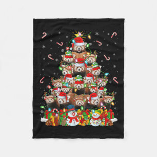 Couverture Polaire Arbre de Noël éclairé Panda Rouge Père Noël Panda