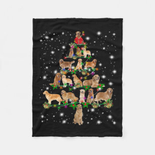 Couverture Polaire Arbre de Noël Golden Retriever Couvert Par Flash