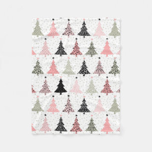 Couverture Polaire Arbre de Noël rose et vert avec Arrière - plan bla