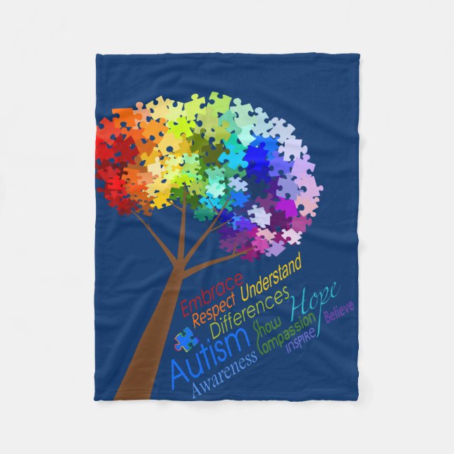 Couverture Polaire Arbre de puzzle de sensibilisation sur l'autisme (Devant)