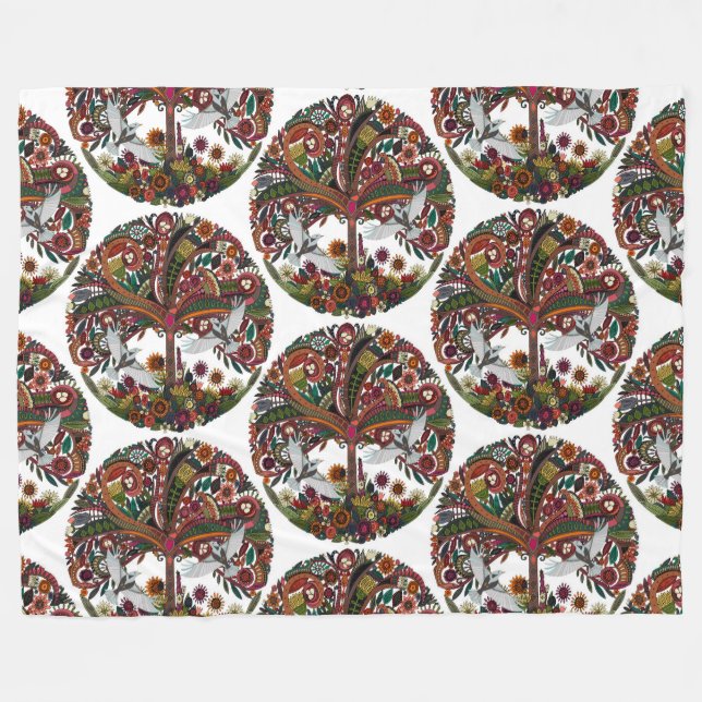 Couverture Polaire arbre de vie blanc (Devant (Horizontal))