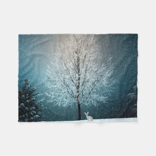 Couverture Polaire Arbre givré le soir