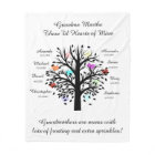 Arbre grand-mère (coeurs), noir/blanc 8 noms et da