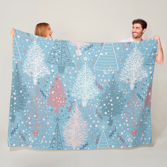 Couverture Polaire Arbres de Noël Abstraits Motif 2 (En situation)