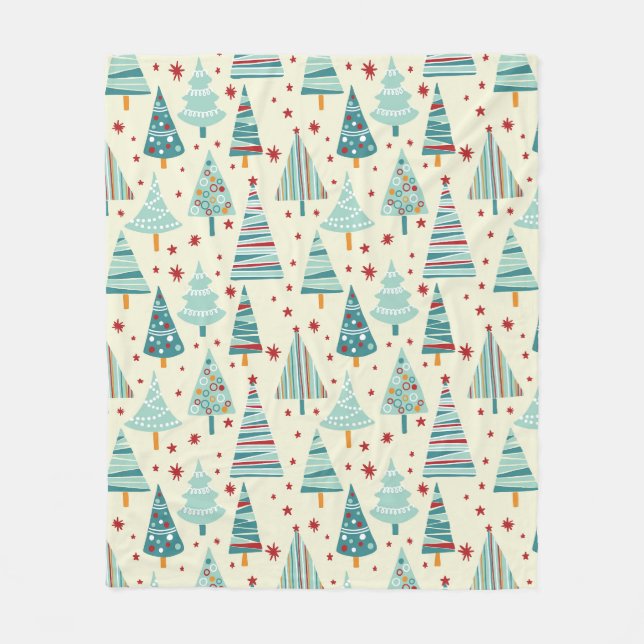 Couverture Polaire Arbres de Noël modernes Motif d'hiver (Devant)