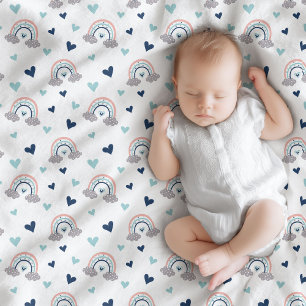 Couverture Polaire Arc-en-ciel Blanche bébé Marine Boho Rose Charme
