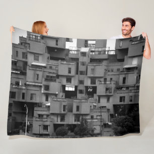 Couverture Polaire Architectural noir et blanc