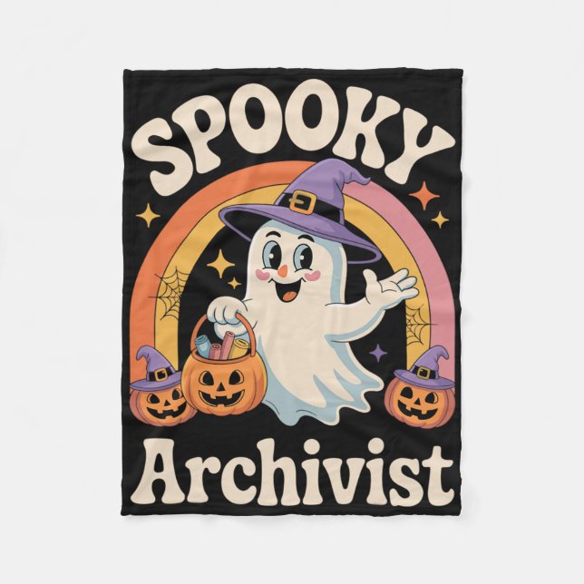 Couverture Polaire Archiviste éffrayant Cute Ghost Citrouille Archive (Devant)