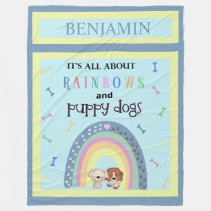 Couverture Polaire Arcs-en-ciel et Chiens de chiot Cute Fleece Blanch