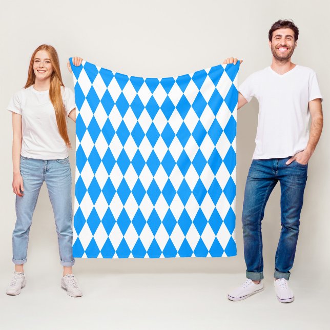 Couverture Polaire Arlequin bleu blanc Diamants Checkers Design (Créateur téléchargé)