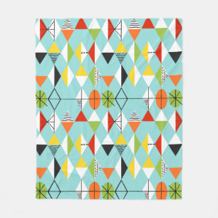 Couverture Polaire Arlequin Motif Retro Blanche polaire