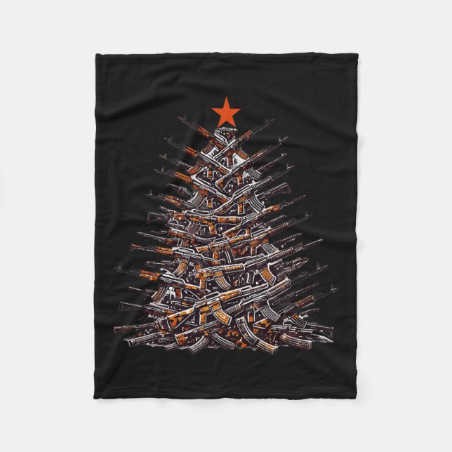 Couverture Polaire Armes De Noël Arbre Drôle Noël 2024 Cadeaux Pour A (Devant)