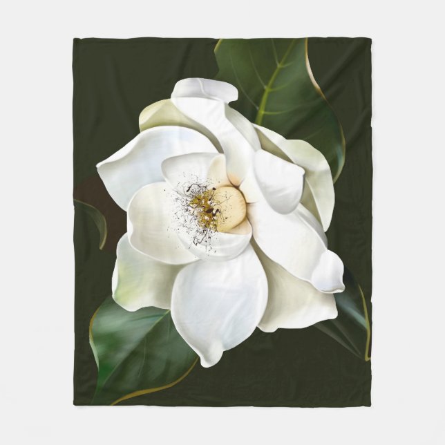 Couverture Polaire Arrière - plan blanc Magnolia Closeup Vert (Devant)