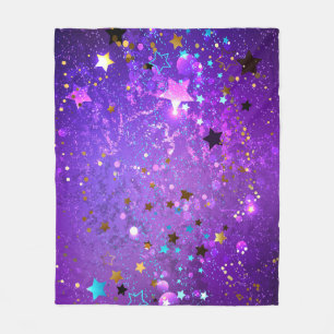 Couverture Polaire Arrière - plan de feuille violet avec étoiles
