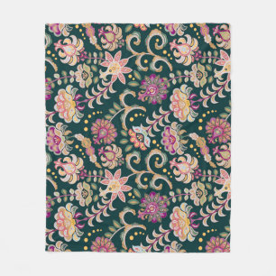 Couverture Polaire Arrière - plan floral rose foncé