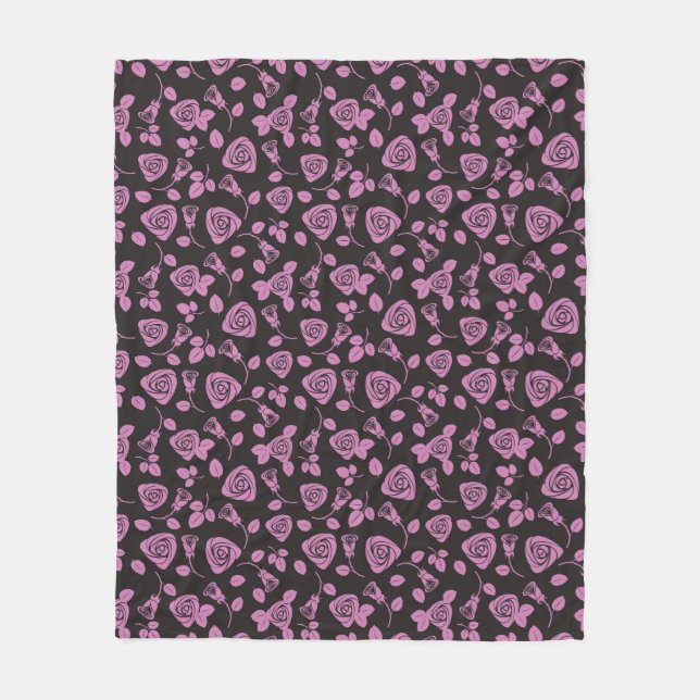 Couverture Polaire Arrière - plan rose floral (Devant)
