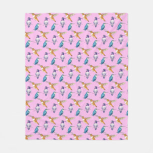 Couverture Polaire Arrière - plan rose trio colibri