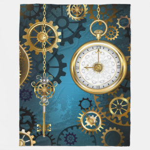 Couverture Polaire Arrière - plan turquoise à vapeur avec Gears