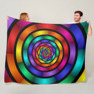 Couverture Polaire Arrondi et psychédélique coloré Art moderne fracta